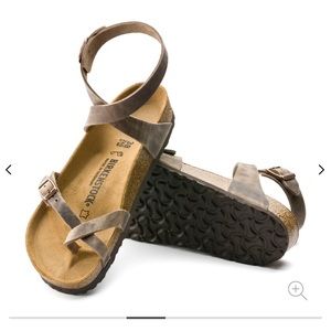 Birkenstock Yara Oiled Leather Ankle Wrap Sandals in Tobacco